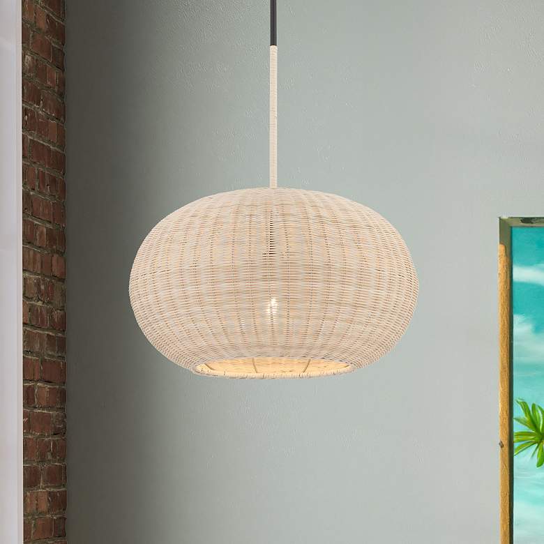 Image 1 Minka-Lavery Modjeska 20" Wide Black and Natural Rattan Shade Pendant