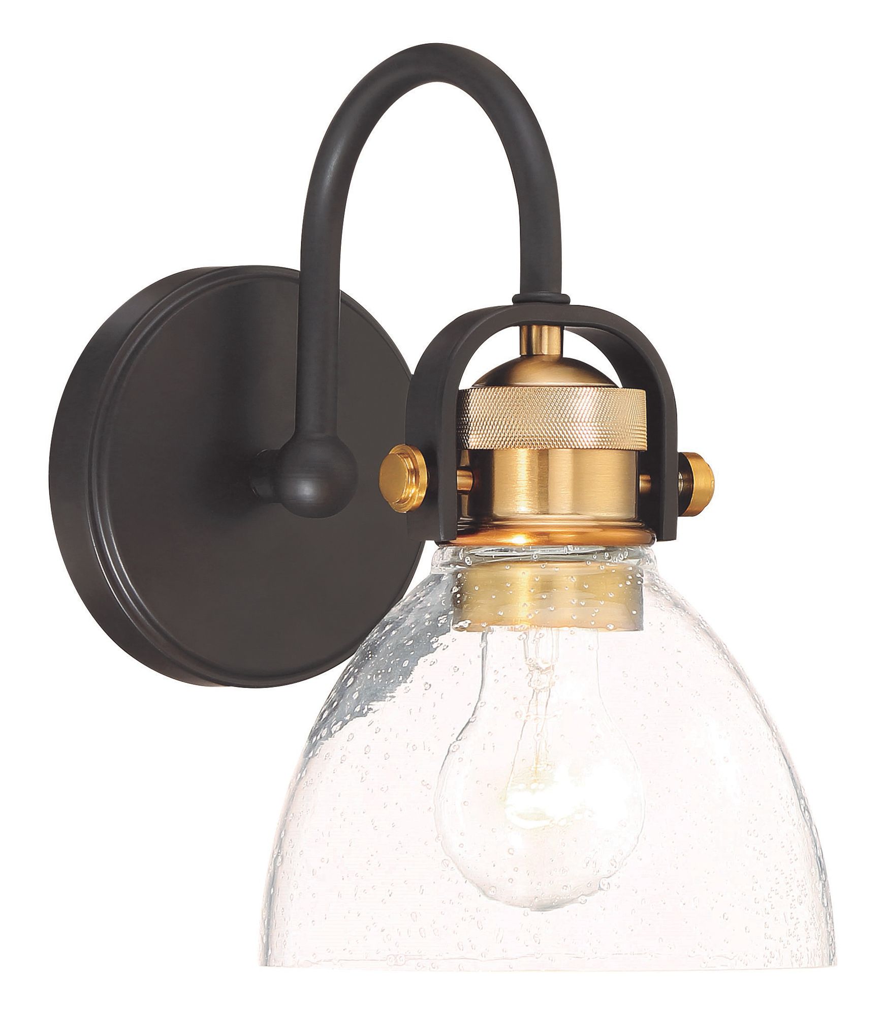 Image 4 Minka-Lavery Monico 1-Light Bronze and Brass Vanity Light with Glass Shade more views