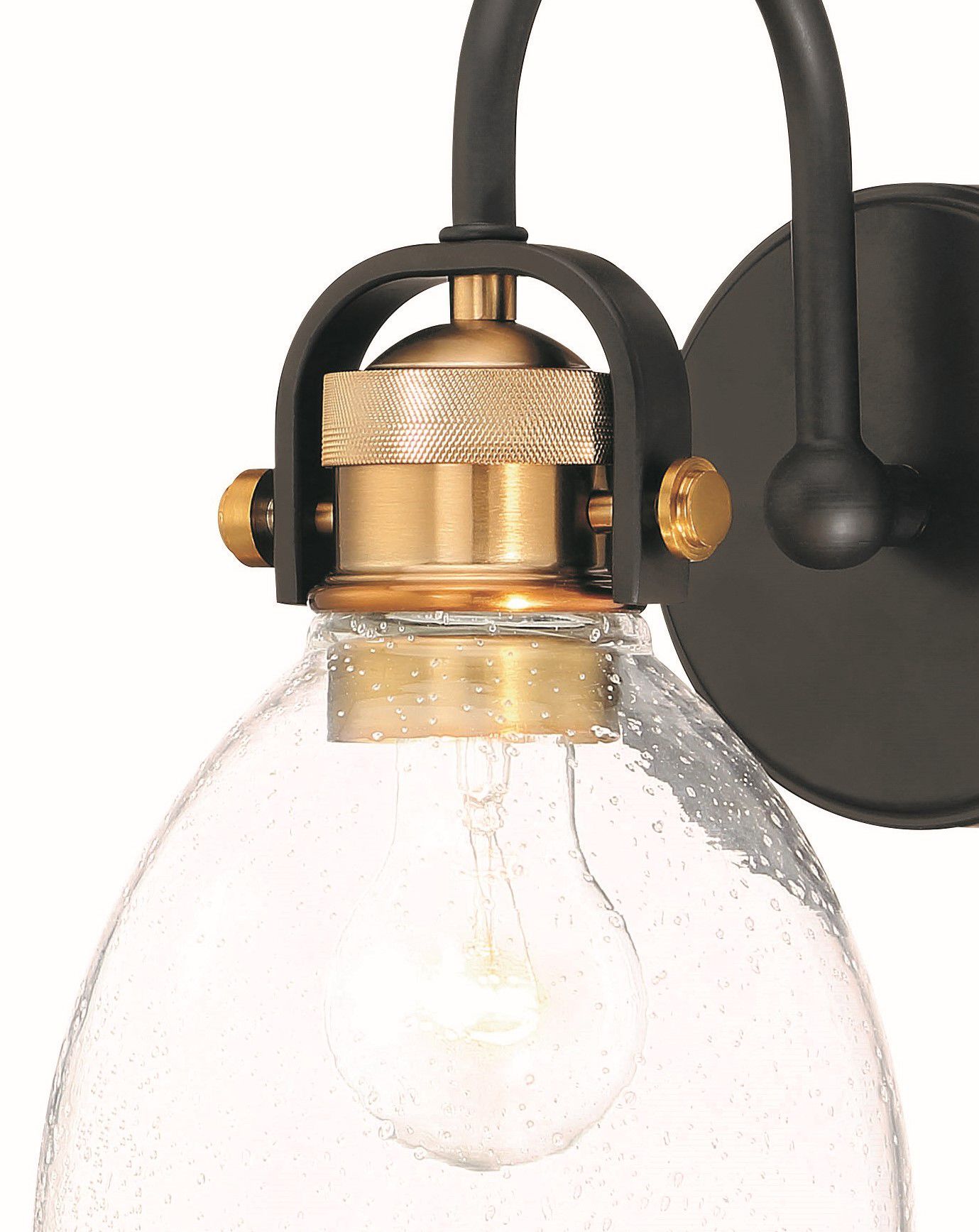 Image 5 Minka-Lavery Monico 1-Light Bronze and Brass Vanity Light with Glass Shade more views