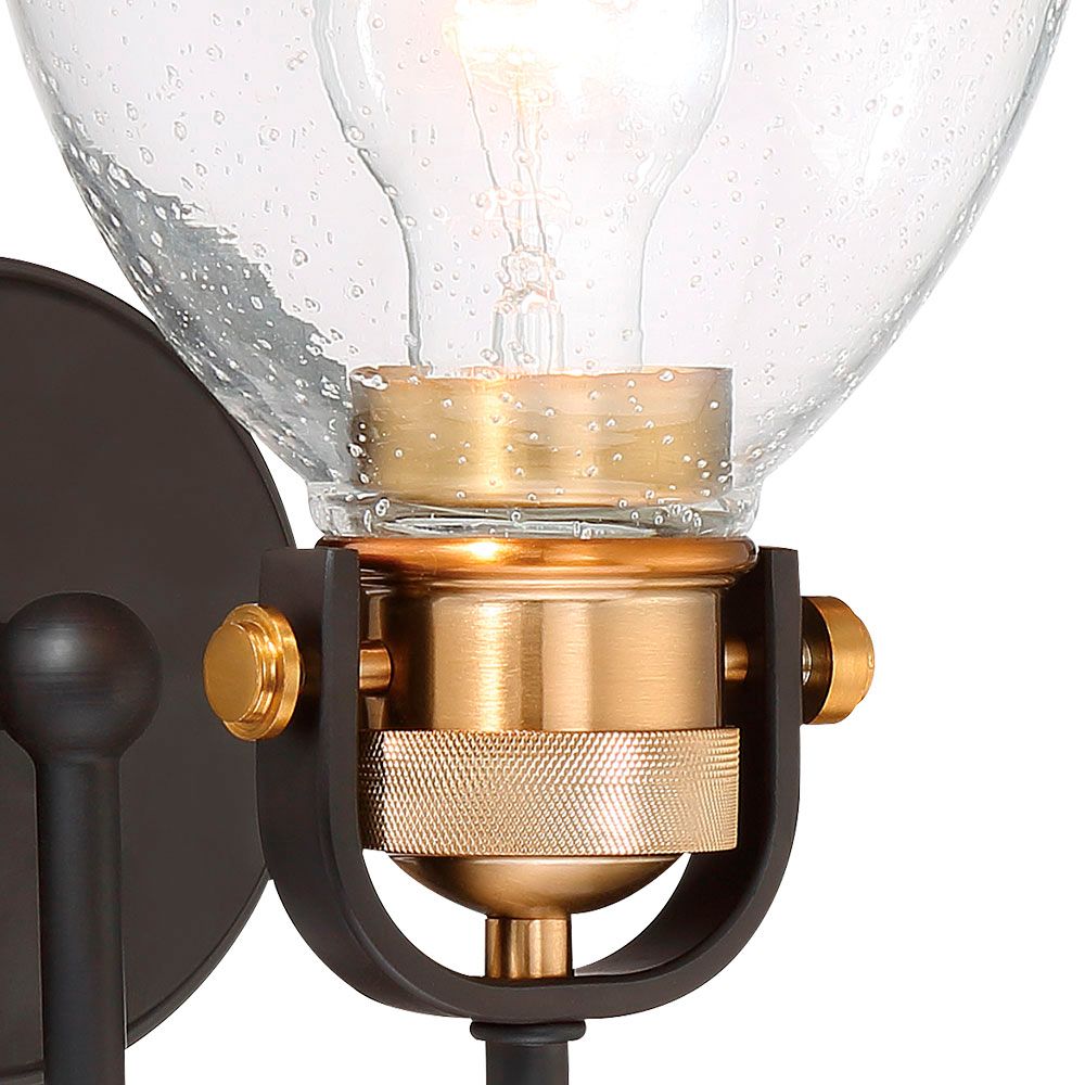 Minka-Lavery Monico 1-Light Bronze and Brass Vanity Light with Glass Shade