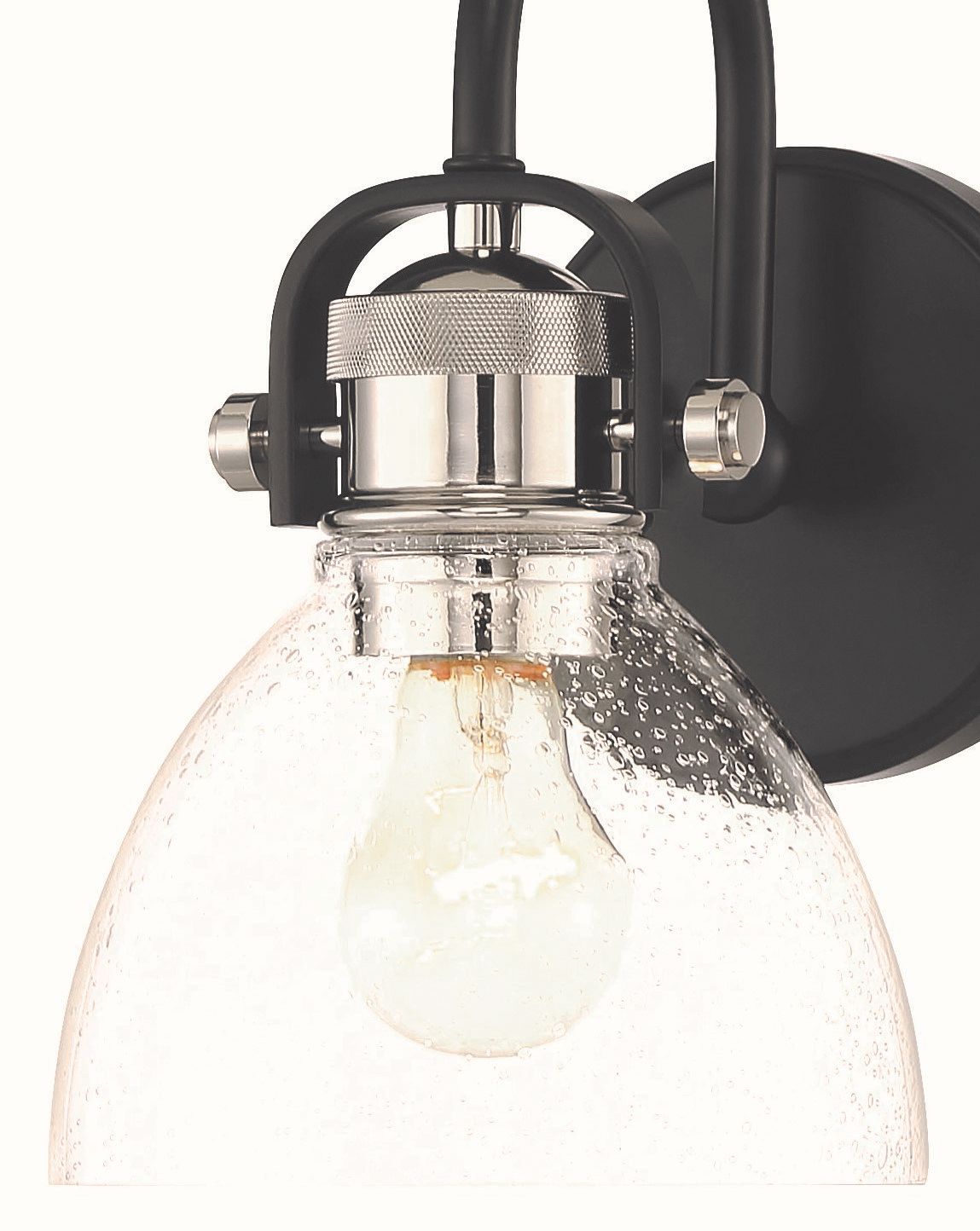 Image 2 Minka-Lavery Monico 1-Light Coal Black and Polished Nickel Vanity Light more views