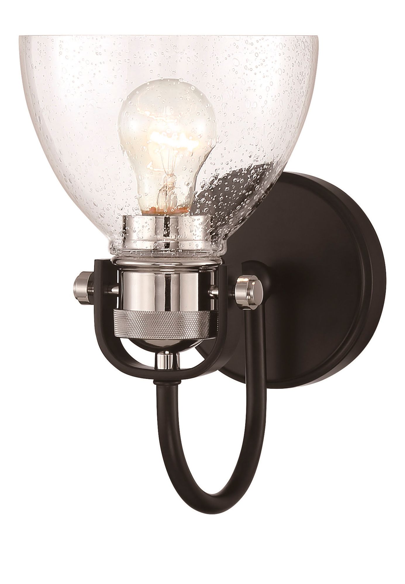 Image 4 Minka-Lavery Monico 1-Light Coal Black and Polished Nickel Vanity Light more views