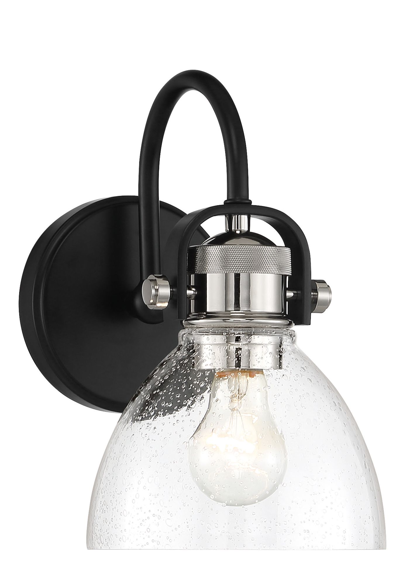 Image 5 Minka-Lavery Monico 1-Light Coal Black and Polished Nickel Vanity Light more views