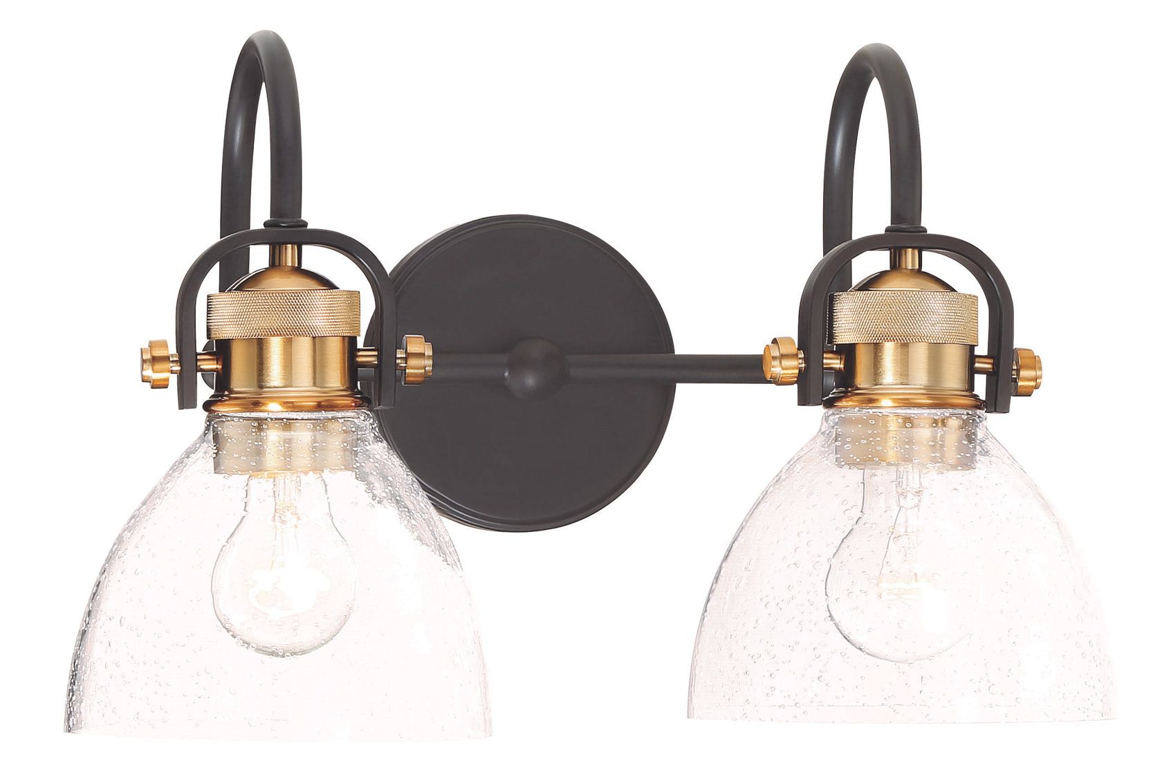 Image 2 Minka-Lavery Monico 2-Light Painted Bronze and Natural Brass Vanity Light more views