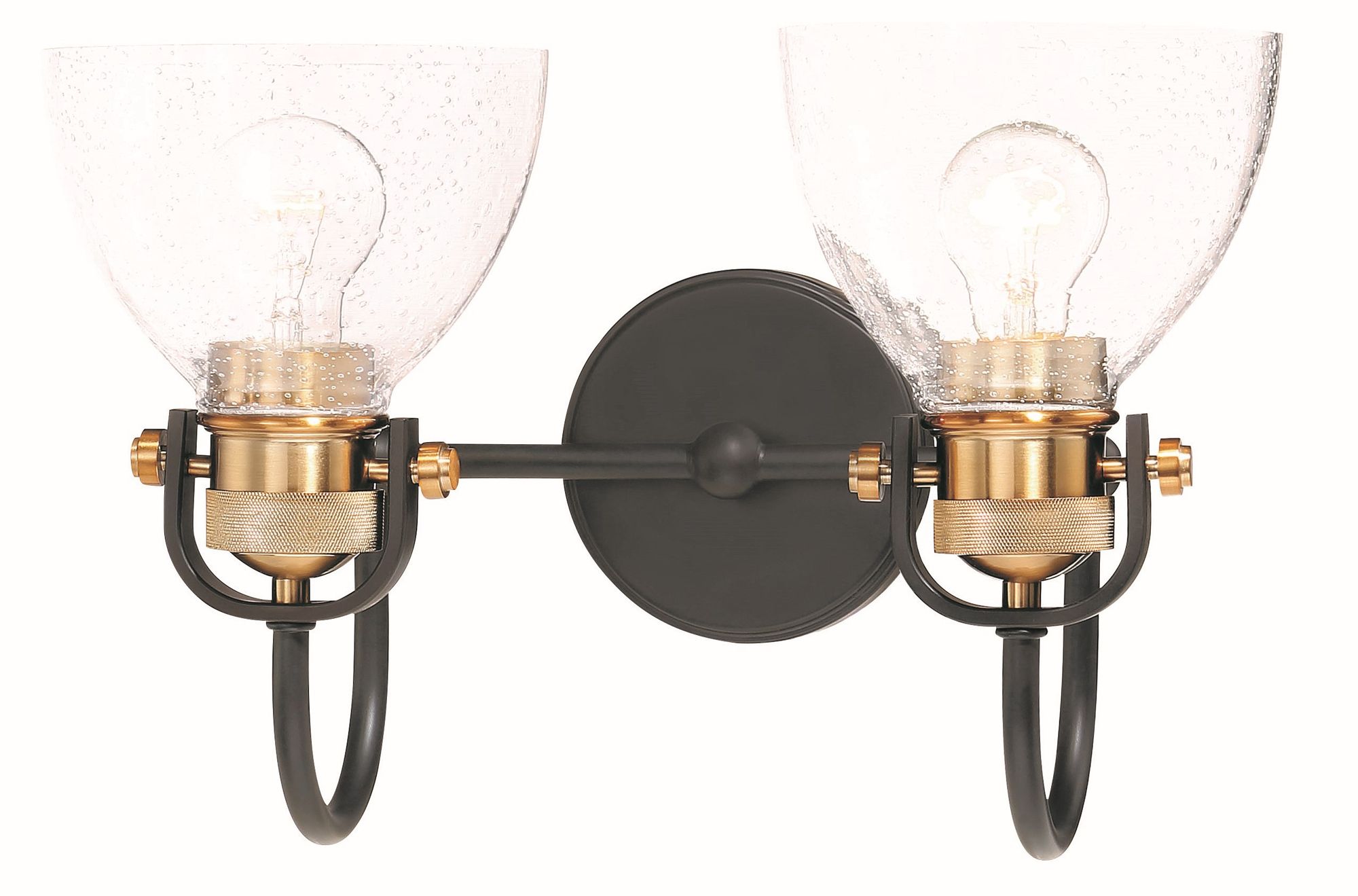 Image 7 Minka-Lavery Monico 2-Light Painted Bronze and Natural Brass Vanity Light more views