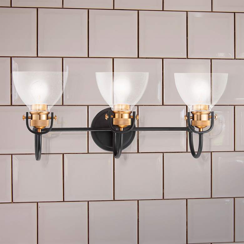 Image 1 Minka Lavery Monico 26" Wide Bronze and Brass 3-Light Bath Light
