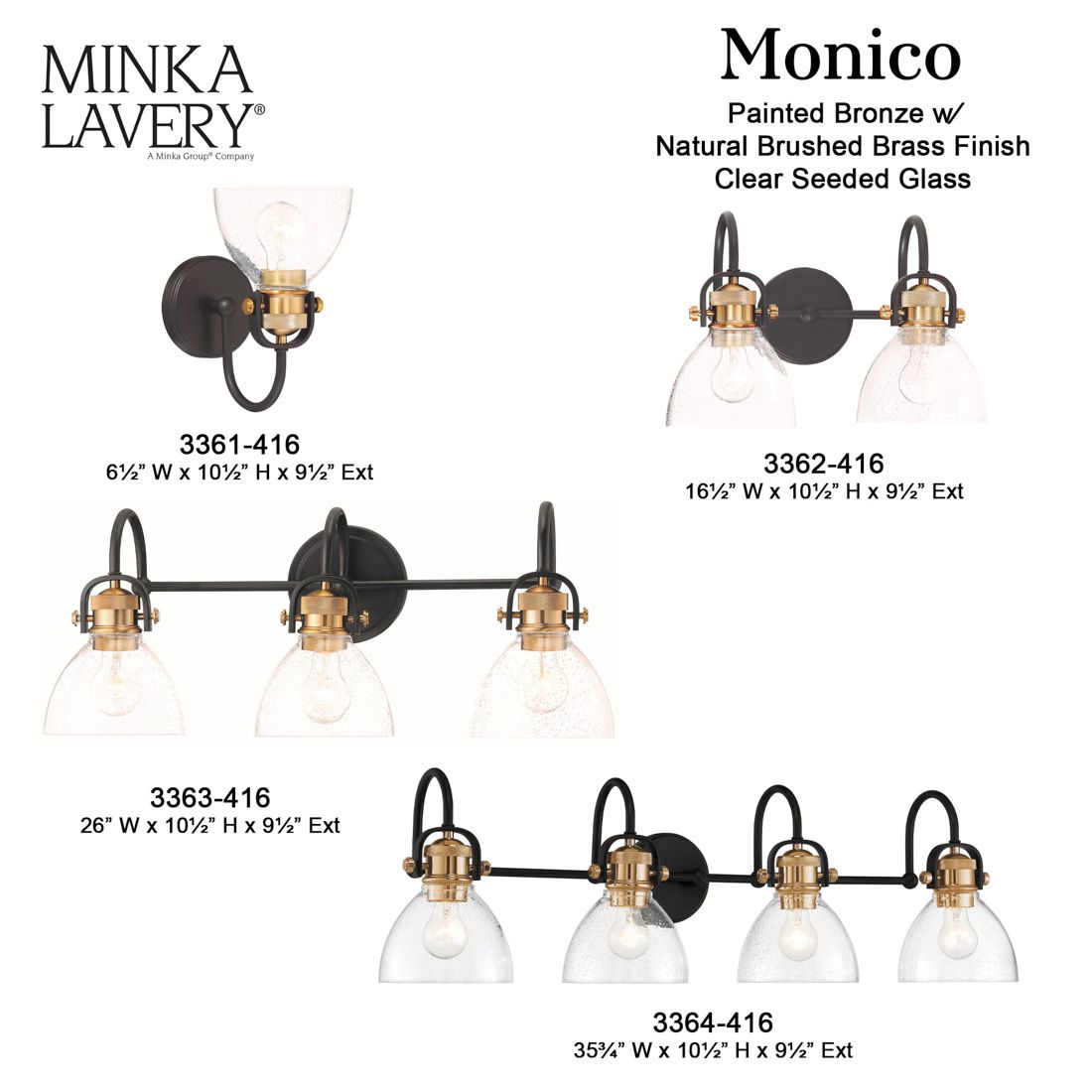 Minka-Lavery Monico 3-Light Bronze Bath Bar
