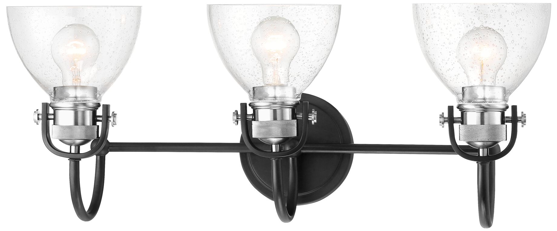 Minka-Lavery Monico 3-Light Matte Black and Polished Nickel Bath Light
