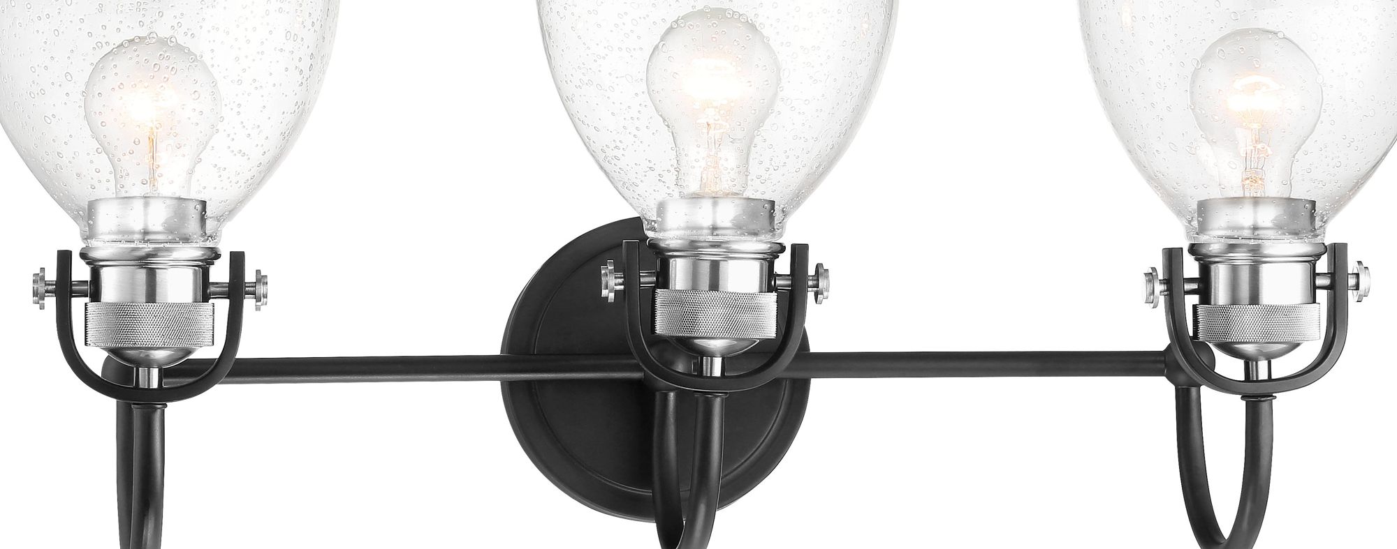 Image 4 Minka-Lavery Monico 3-Light Matte Black and Polished Nickel Bath Light more views