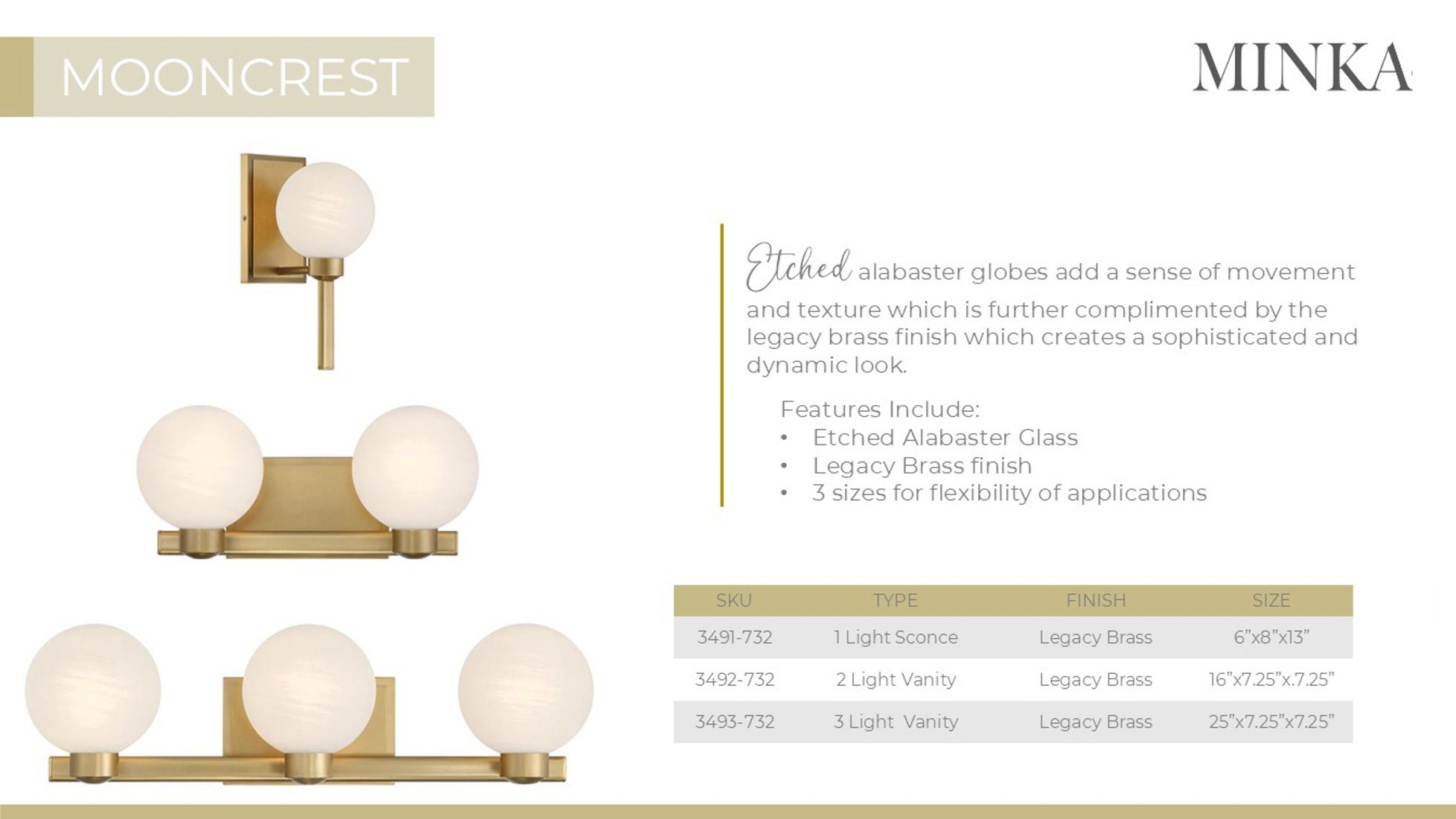 Minka Lavery Mooncrest 3-Light 25-in Legacy Brass Indoor Vanity Light