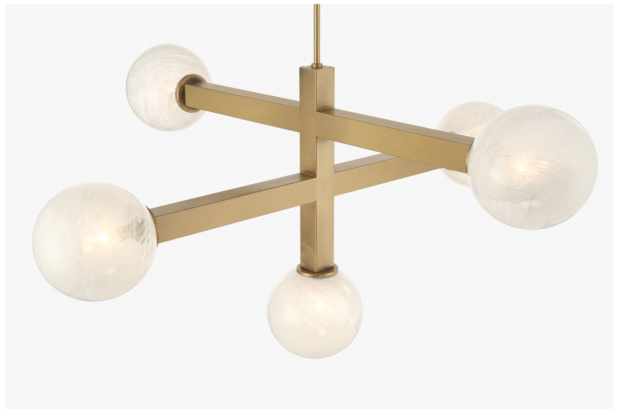 Minka Lavery Narra 5-Light 47-in Legacy Brass Chandelier with Shades