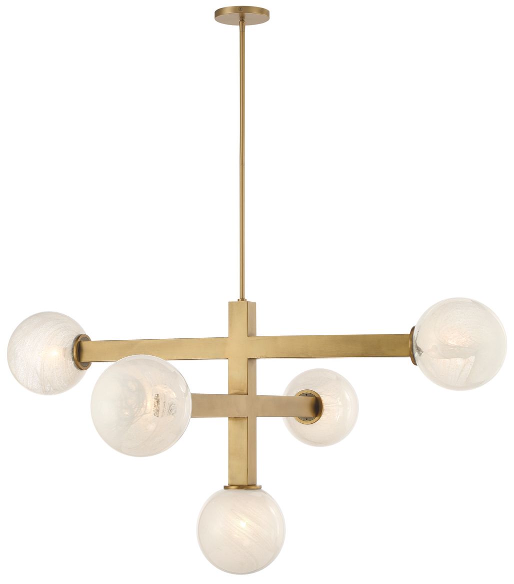 Minka Lavery Narra 5-Light 47-in Legacy Brass Chandelier with Shades