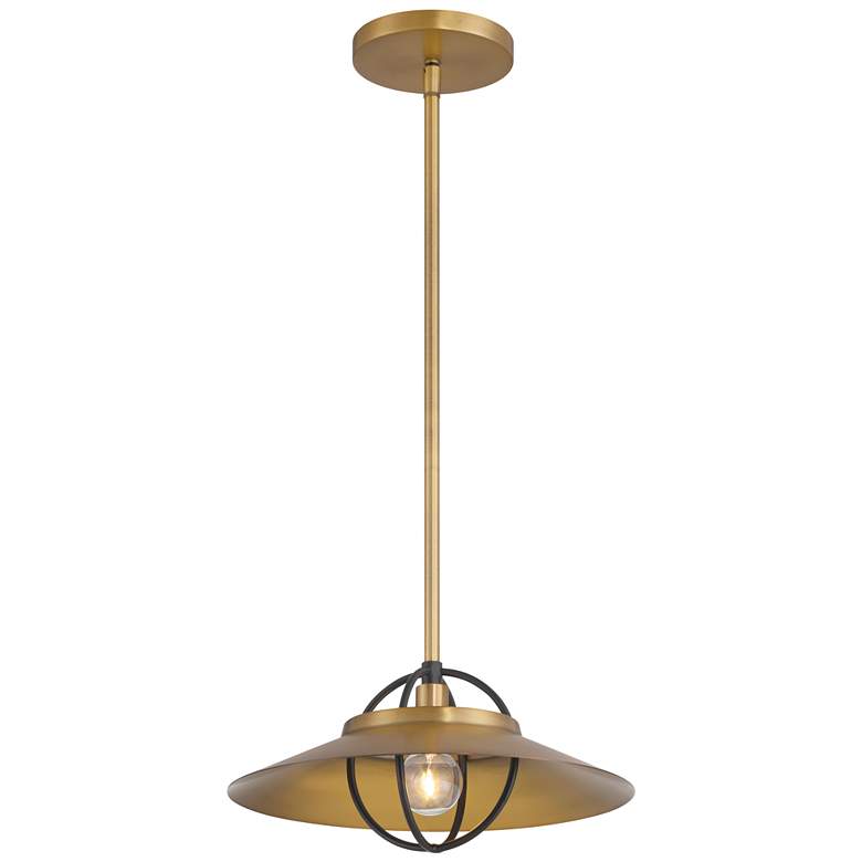 Image 1 Minka-Lavery Newburie 1-Light 12-in Brass and Matte Black Indoor Pendant