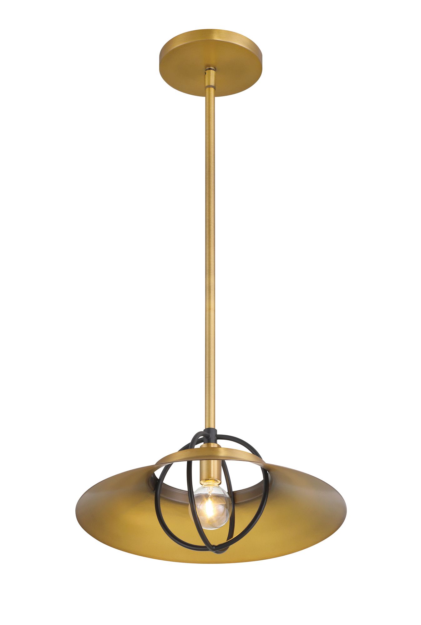 Minka-Lavery Newburie 1-Light 12-in Brass and Matte Black Indoor Pendant