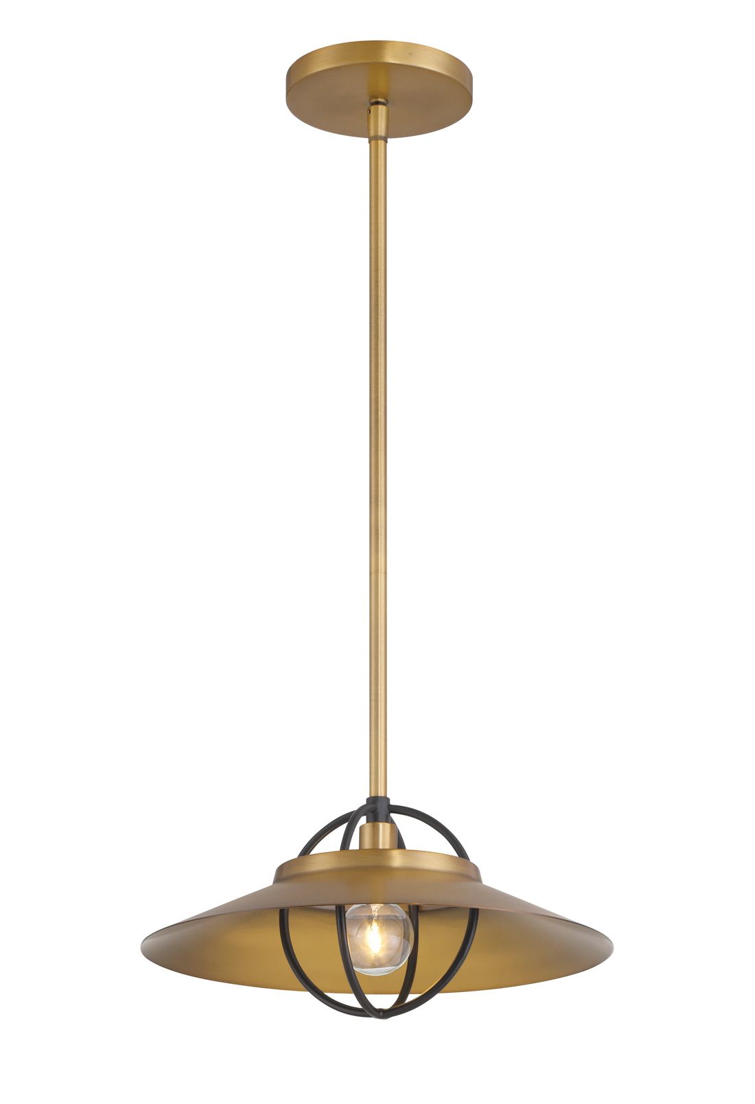 Minka-Lavery Newburie 1-Light 12-in Brass and Matte Black Indoor Pendant