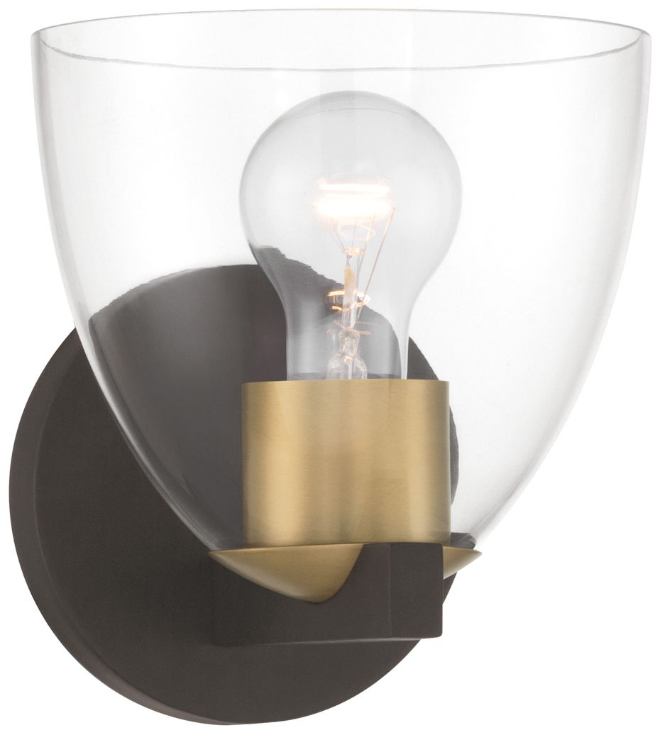 Minka Lavery Noellea 1-Light 6.5in Bronze and Brass Vanity Light with Shade