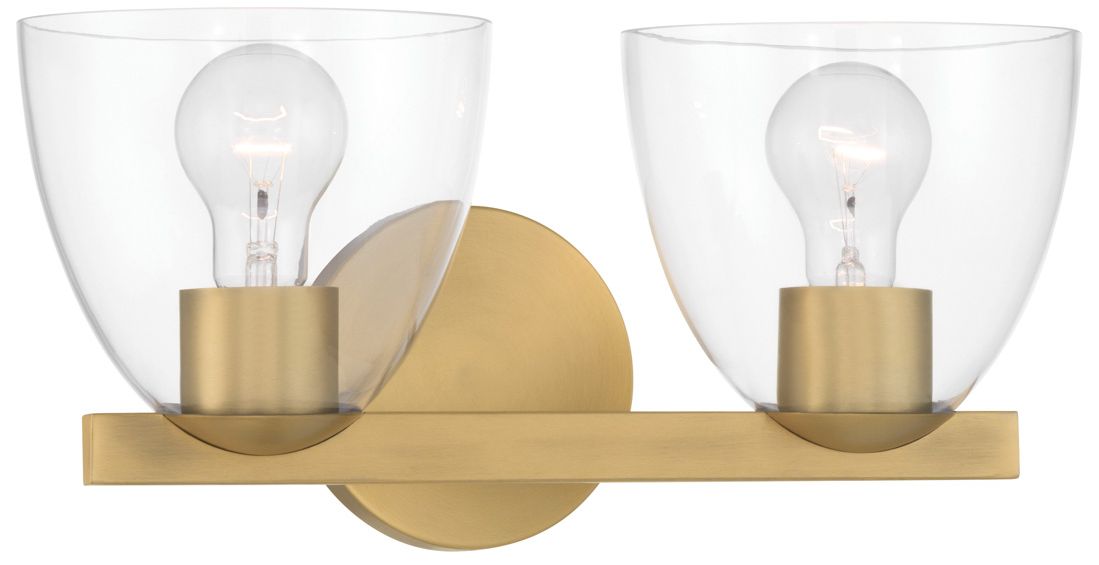Minka Lavery Noellea 2-Light 15.25-in Legacy Brass Vanity Light with Shades