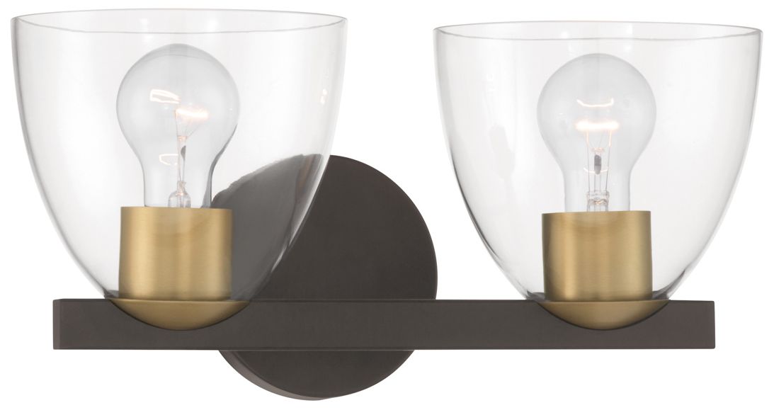 Minka Lavery Noellea 2-Lt 15.25-in Bronze and Brass Vanity Light with Shade