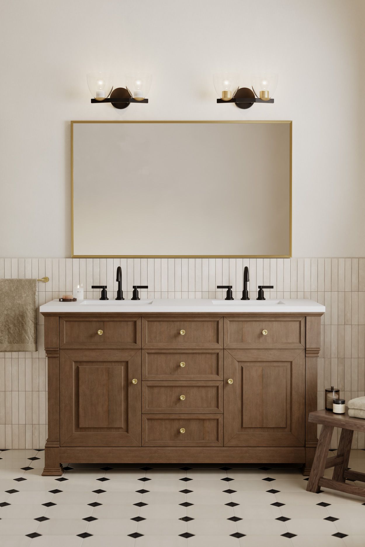 Image 4 Minka Lavery Noellea 2-Lt 15.25-in Bronze and Brass Vanity Light with Shade more views