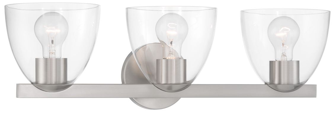 Image 2 Minka Lavery Noellea 3-Light 23.5-in Brush Nickel Vanity Light with Shade