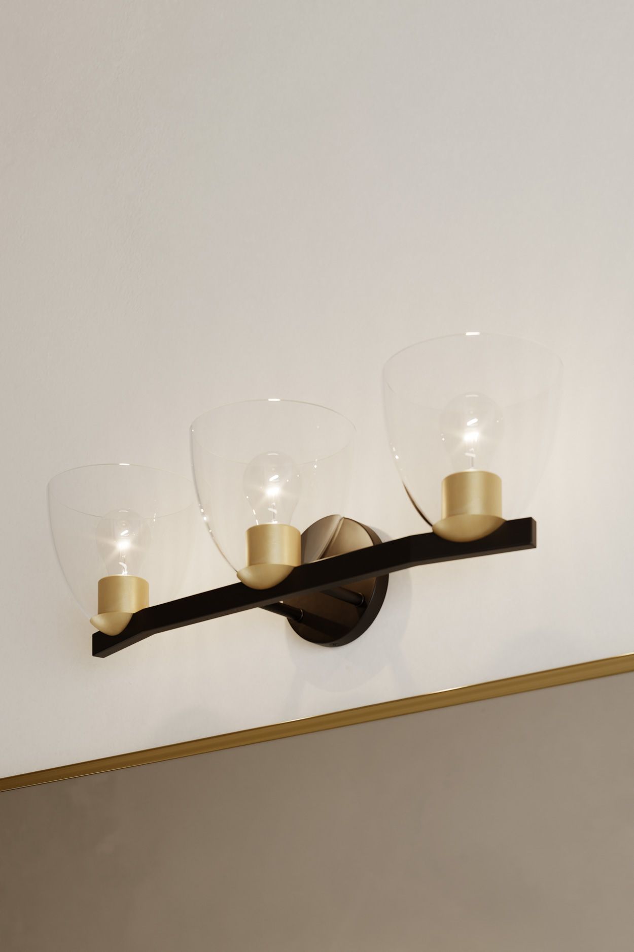 Image 2 Minka Lavery Noellea 3Light 23.5in Bronze and Brass Vanity Light with Shade more views