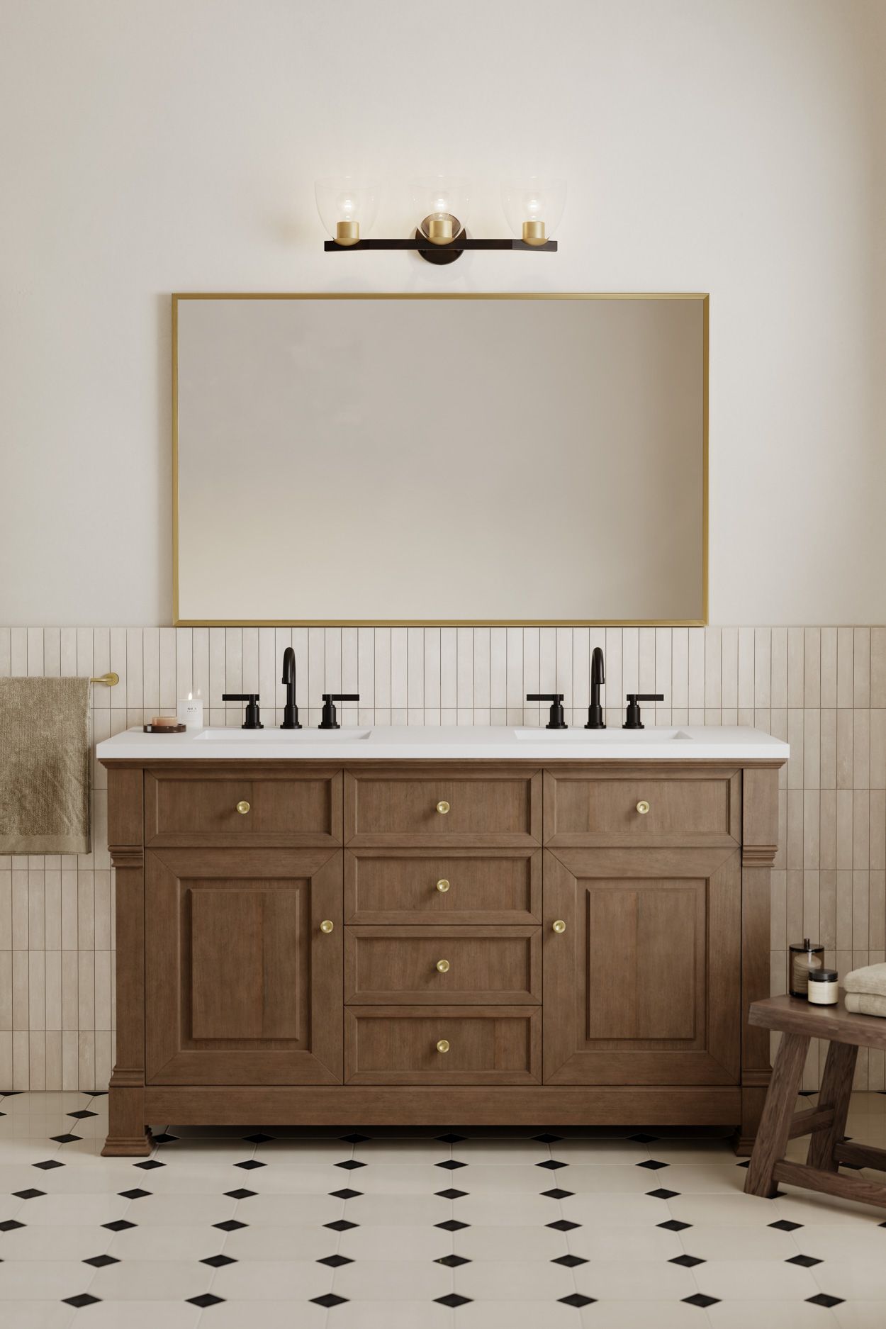 Image 4 Minka Lavery Noellea 3Light 23.5in Bronze and Brass Vanity Light with Shade more views
