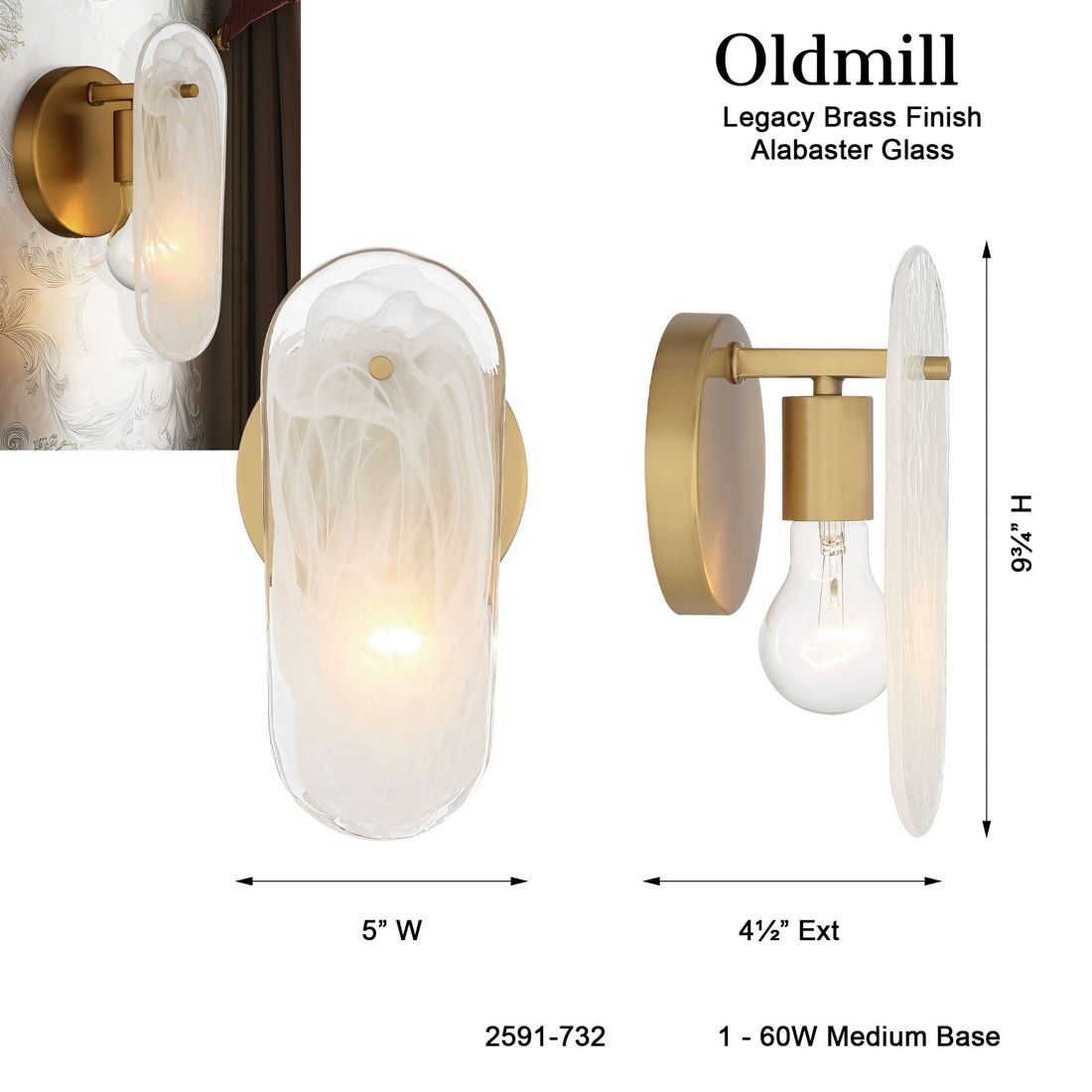 Image 7 Minka-Lavery Oldmill 1-Light 5-in Legacy Brass Indoor Wall Sconce more views