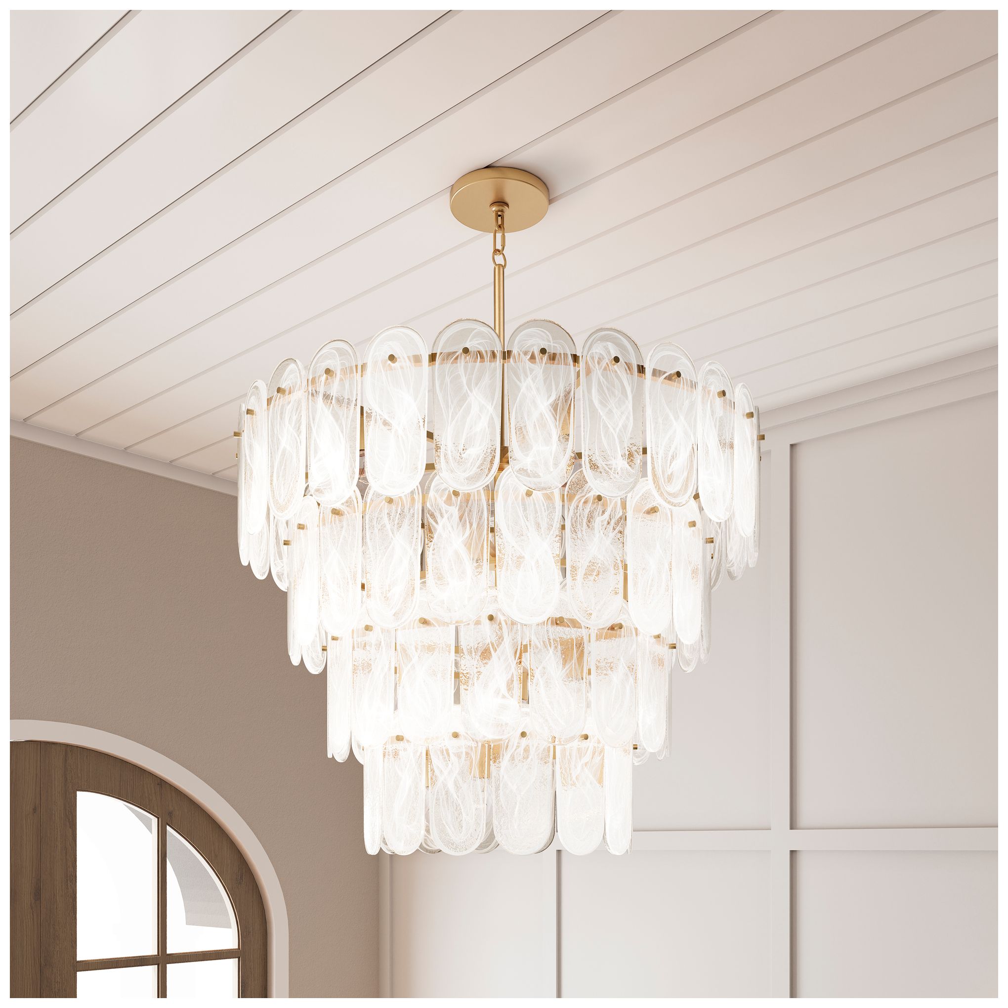 Image 2 Minka Lavery Oldmill 15-Light 37-in Legacy Brass Pendant with Glass Shades more views