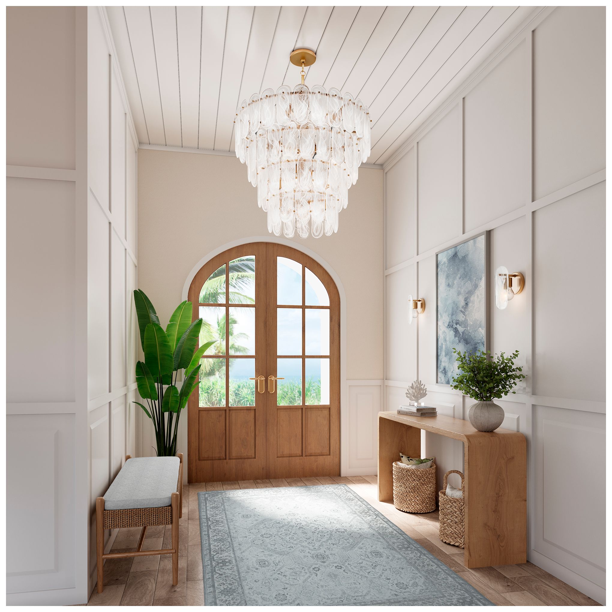 Image 4 Minka Lavery Oldmill 15-Light 37-in Legacy Brass Pendant with Glass Shades more views
