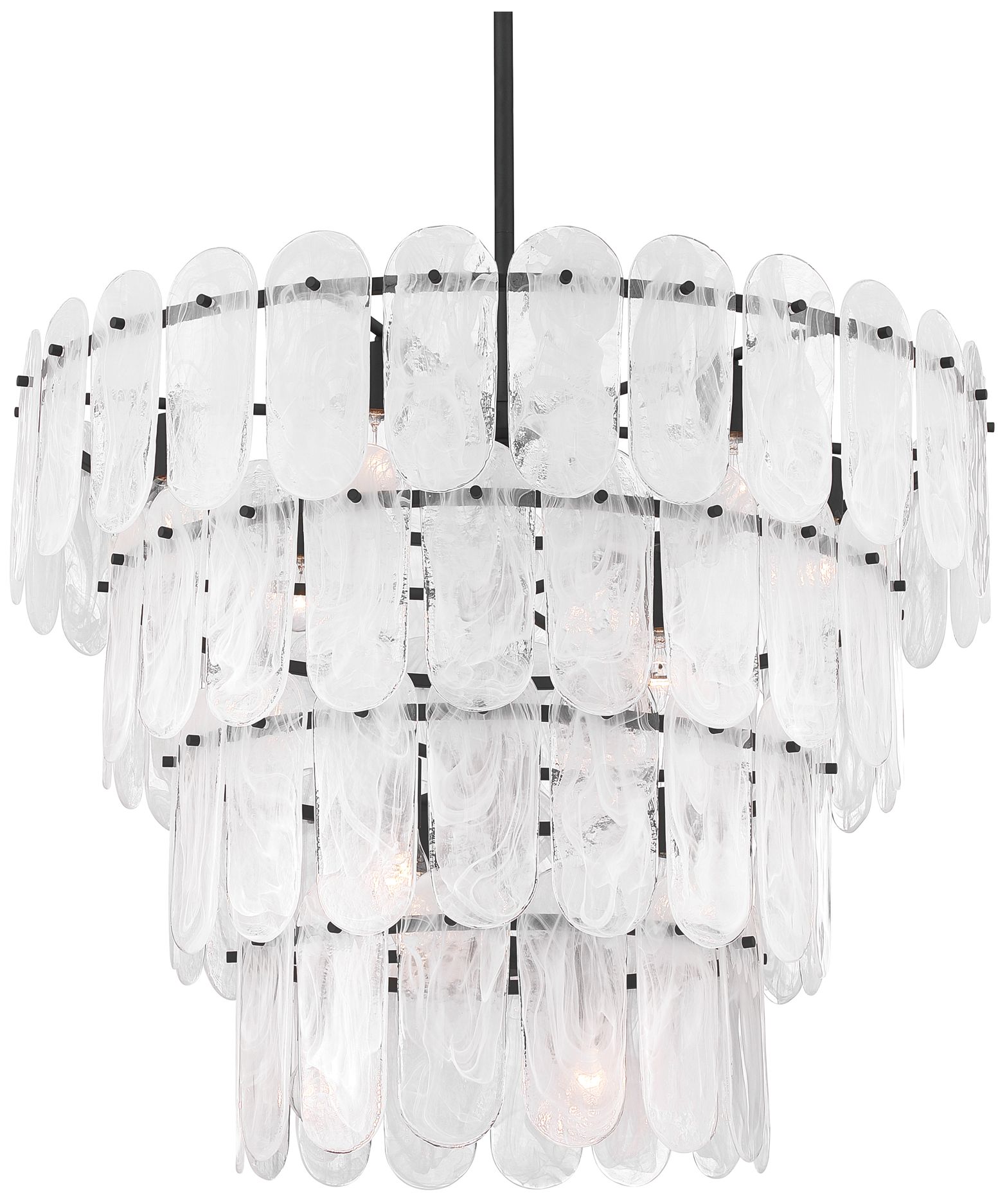 Minka Lavery Oldmill 15-Lt 37-in Dark Matte Black Pendant with Glass Shades