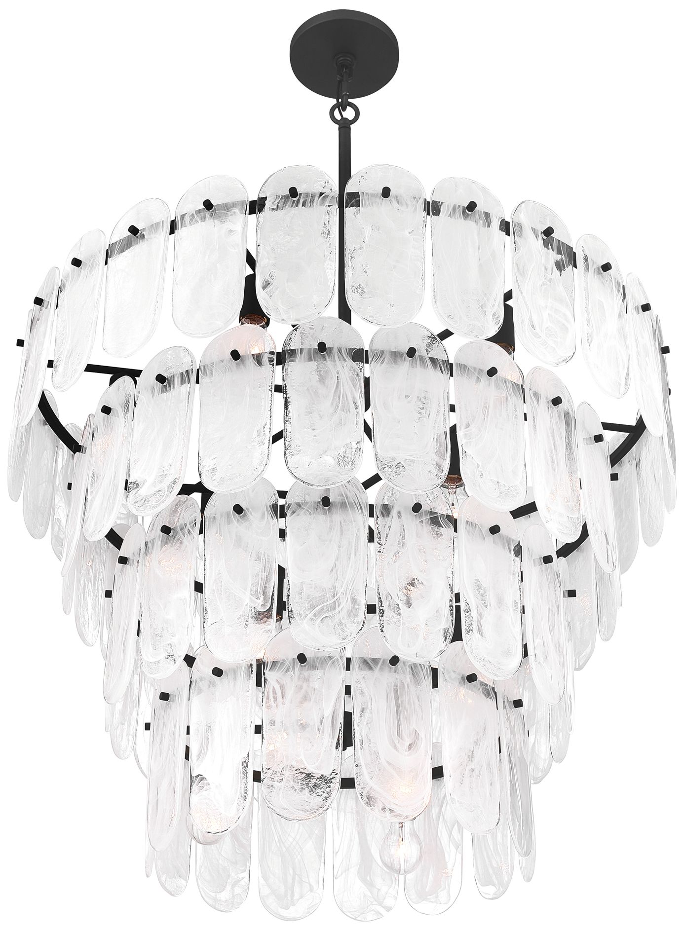 Image 5 Minka Lavery Oldmill 15-Lt 37-in Dark Matte Black Pendant with Glass Shades more views