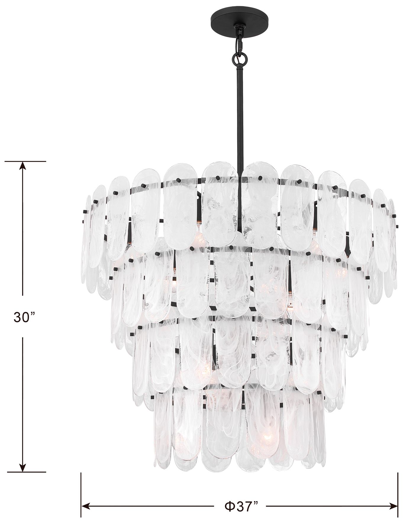 Image 6 Minka Lavery Oldmill 15-Lt 37-in Dark Matte Black Pendant with Glass Shades more views