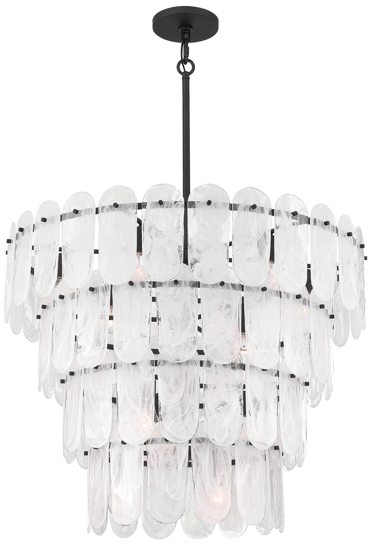 Minka Lavery Oldmill 15-Lt 37-in Dark Matte Black Pendant with Glass Shades