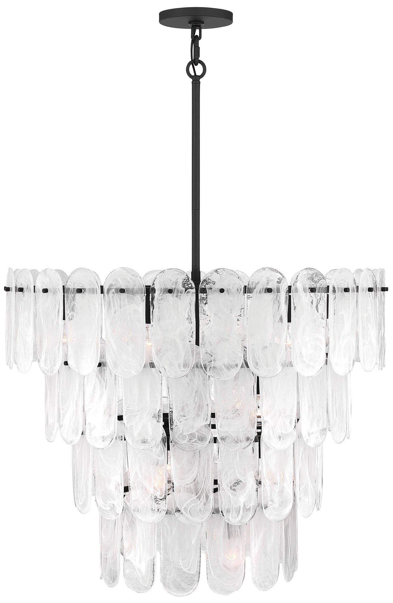 Minka Lavery Oldmill 15-Lt 37-in Dark Matte Black Pendant with Glass Shades
