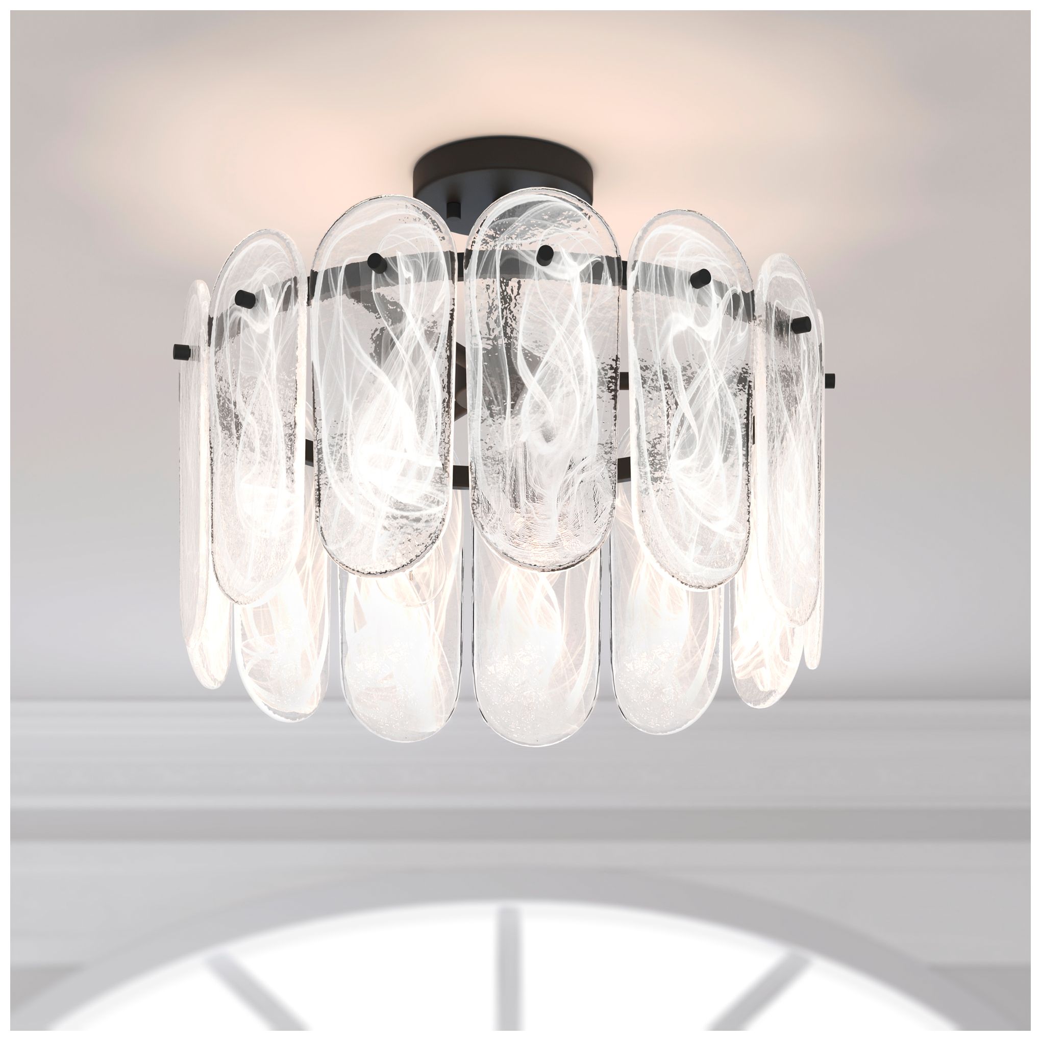 Image 2 Minka Lavery Oldmill 3-Lt 18.25-in Black Semi-Flush Mount with Glass Shades more views