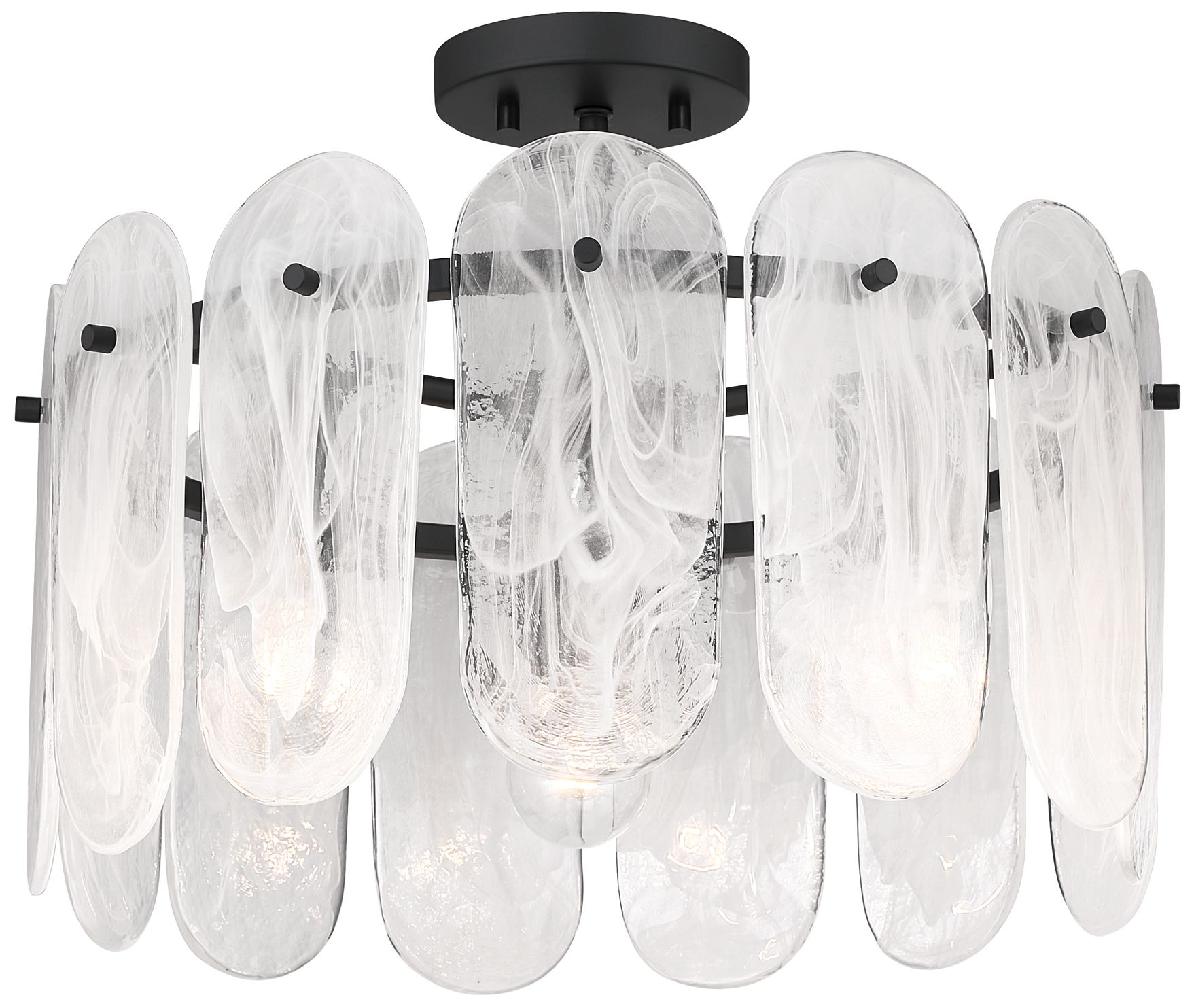 Image 3 Minka Lavery Oldmill 3-Lt 18.25-in Black Semi-Flush Mount with Glass Shades more views