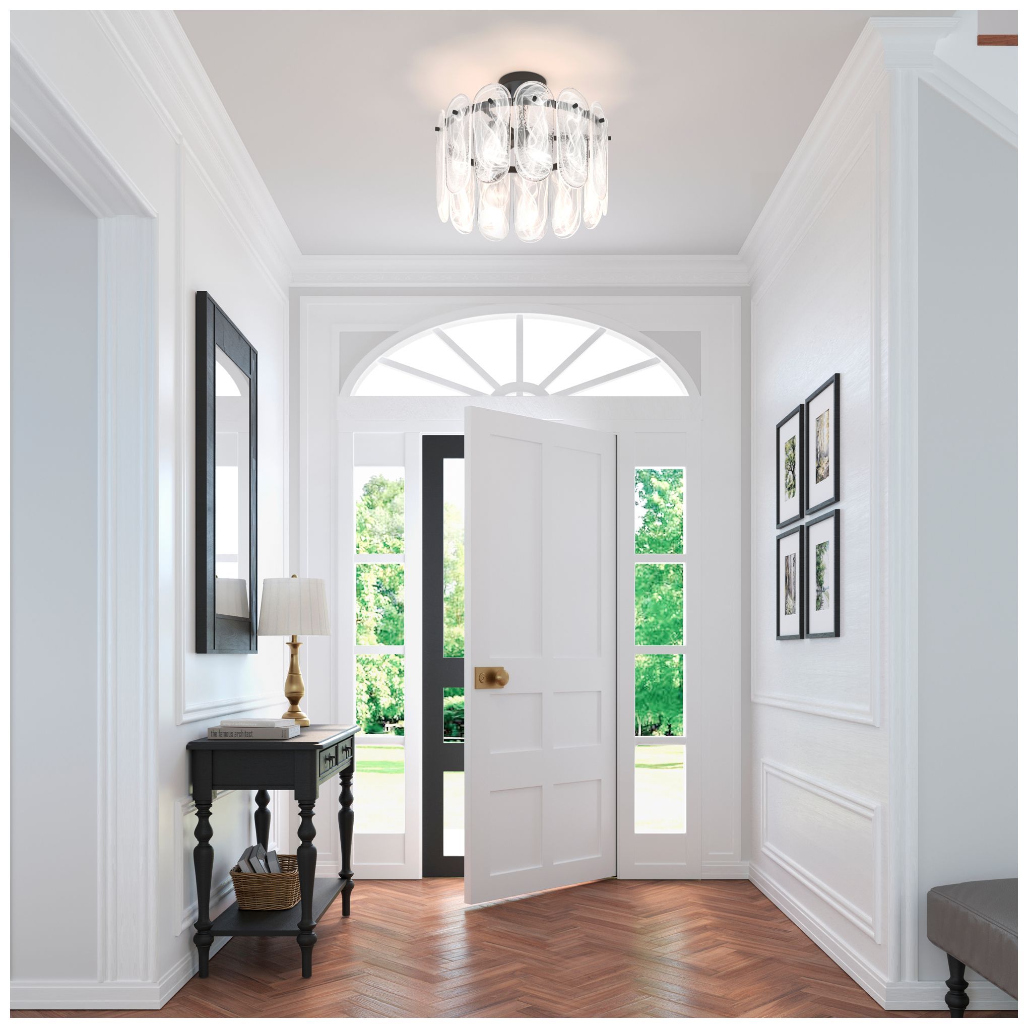 Image 4 Minka Lavery Oldmill 3-Lt 18.25-in Black Semi-Flush Mount with Glass Shades more views