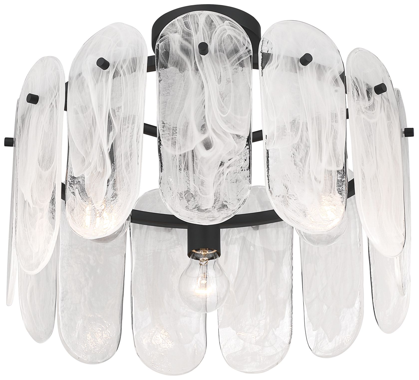 Image 5 Minka Lavery Oldmill 3-Lt 18.25-in Black Semi-Flush Mount with Glass Shades more views