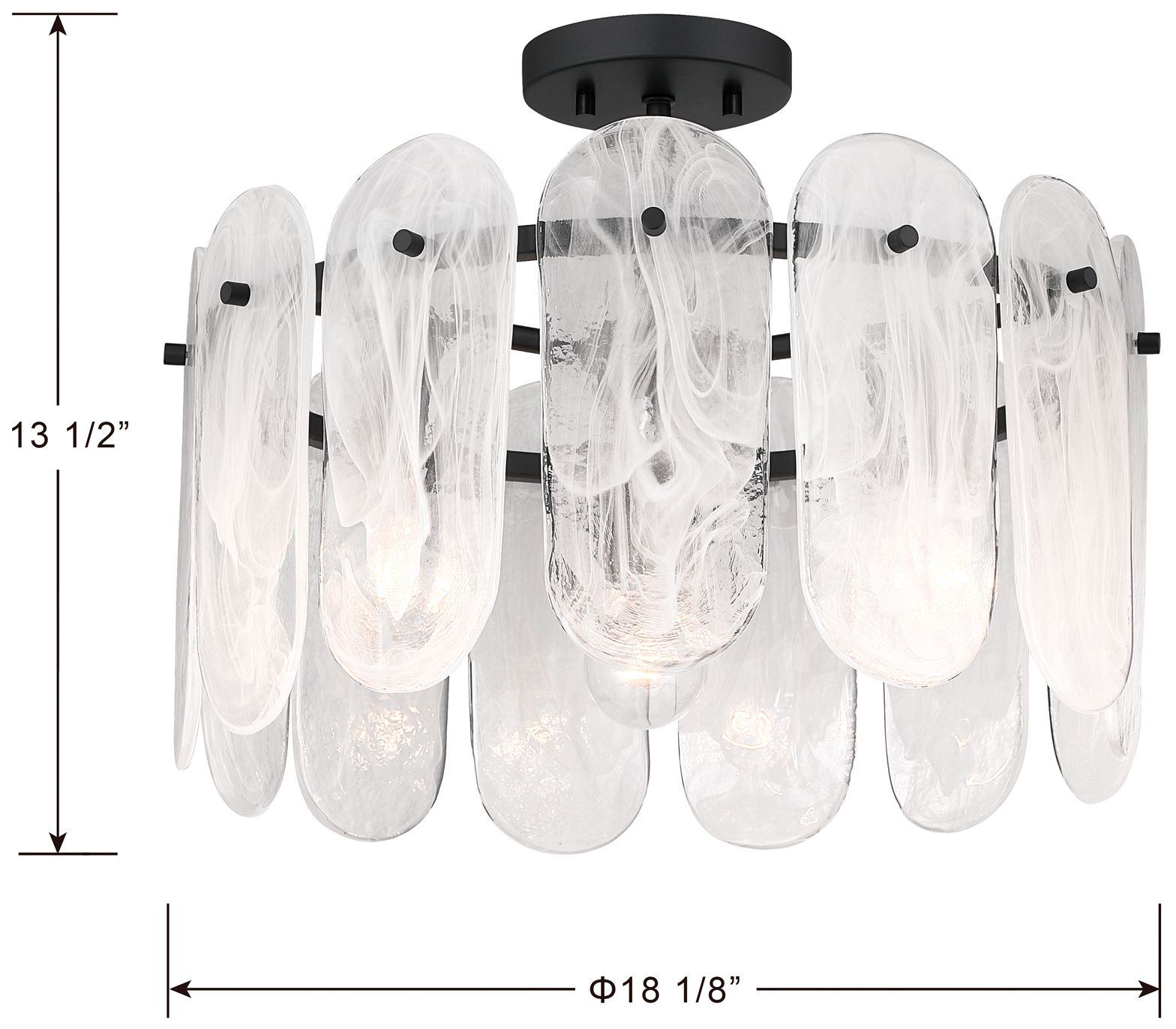 Image 6 Minka Lavery Oldmill 3-Lt 18.25-in Black Semi-Flush Mount with Glass Shades more views