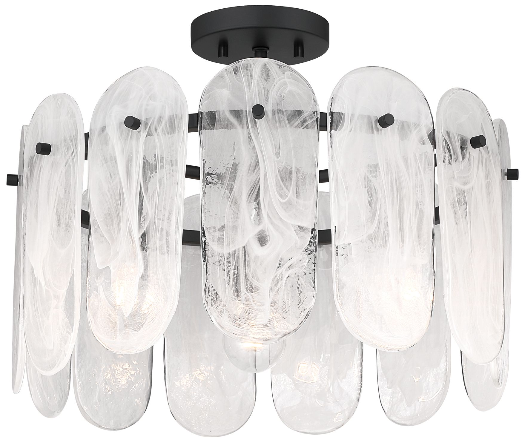 Minka Lavery Oldmill 3-Lt 18.25-in Black Semi-Flush Mount with Glass Shades