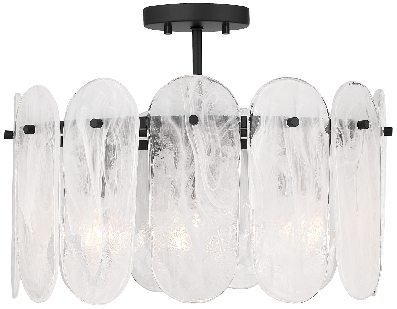 Minka Lavery Oldmill 3-Lt 18.25-in Black Semi-Flush Mount with Glass Shades