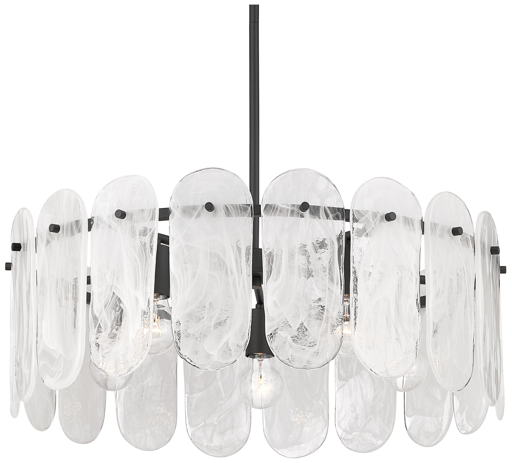 Minka Lavery Oldmill 5-Lt 25-in Dark Matte Black Pendant with Glass Shades