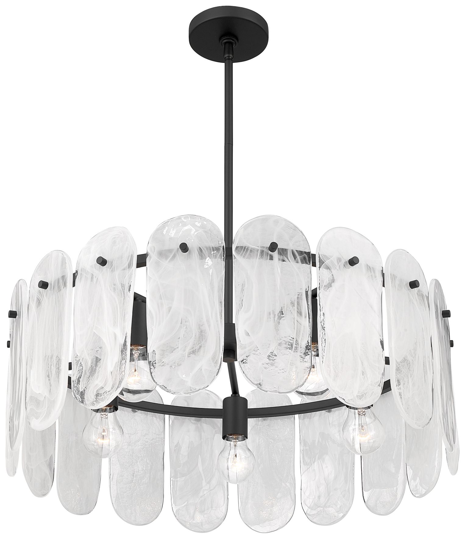 Image 5 Minka Lavery Oldmill 5-Lt 25-in Dark Matte Black Pendant with Glass Shades more views