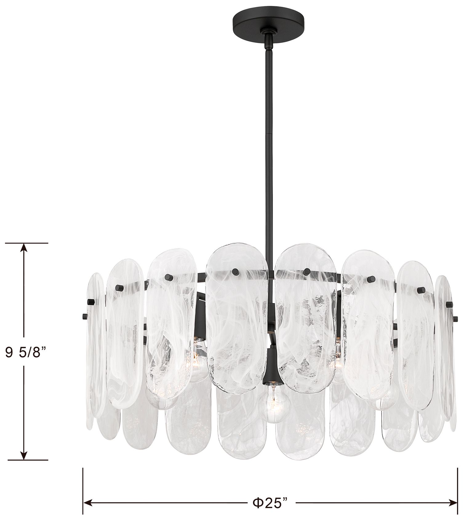 Image 6 Minka Lavery Oldmill 5-Lt 25-in Dark Matte Black Pendant with Glass Shades more views