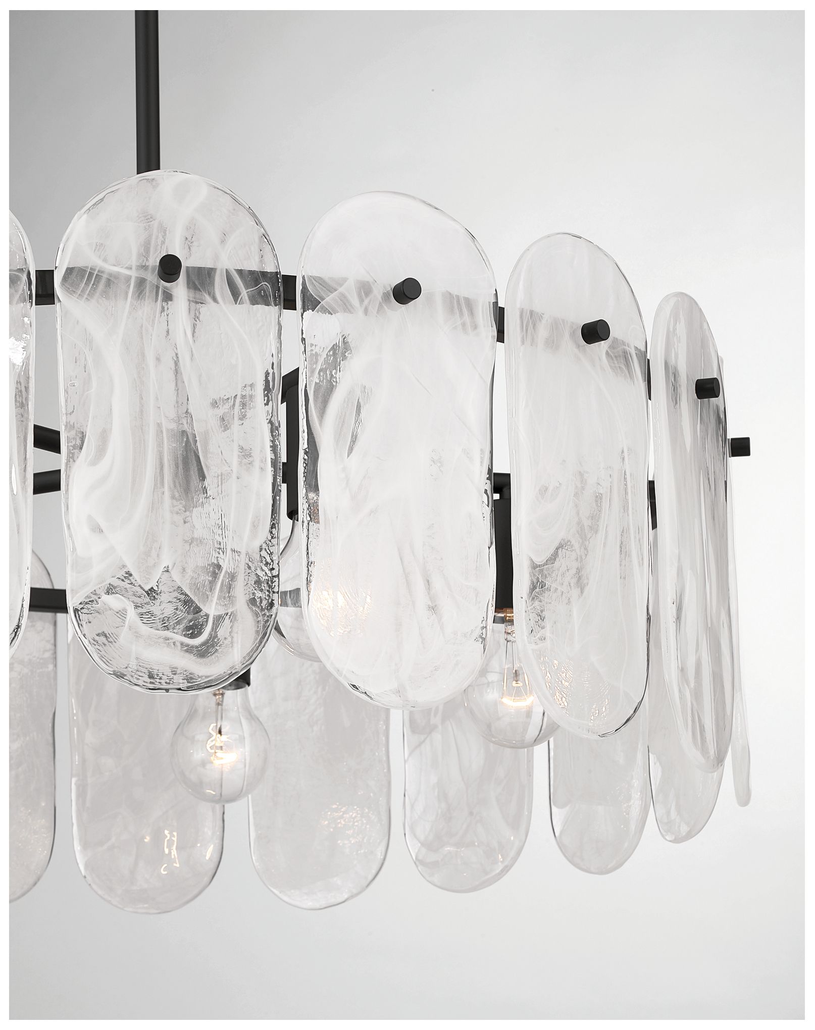 Image 7 Minka Lavery Oldmill 5-Lt 25-in Dark Matte Black Pendant with Glass Shades more views