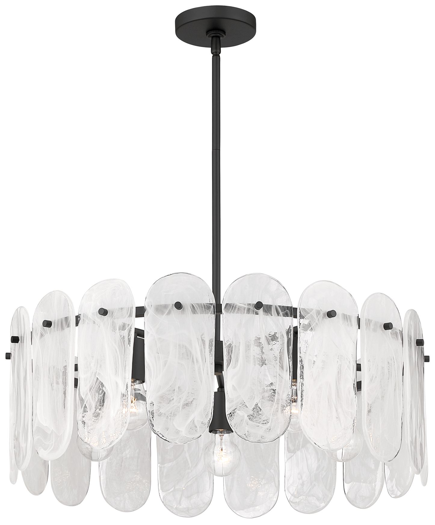 Minka Lavery Oldmill 5-Lt 25-in Dark Matte Black Pendant with Glass Shades