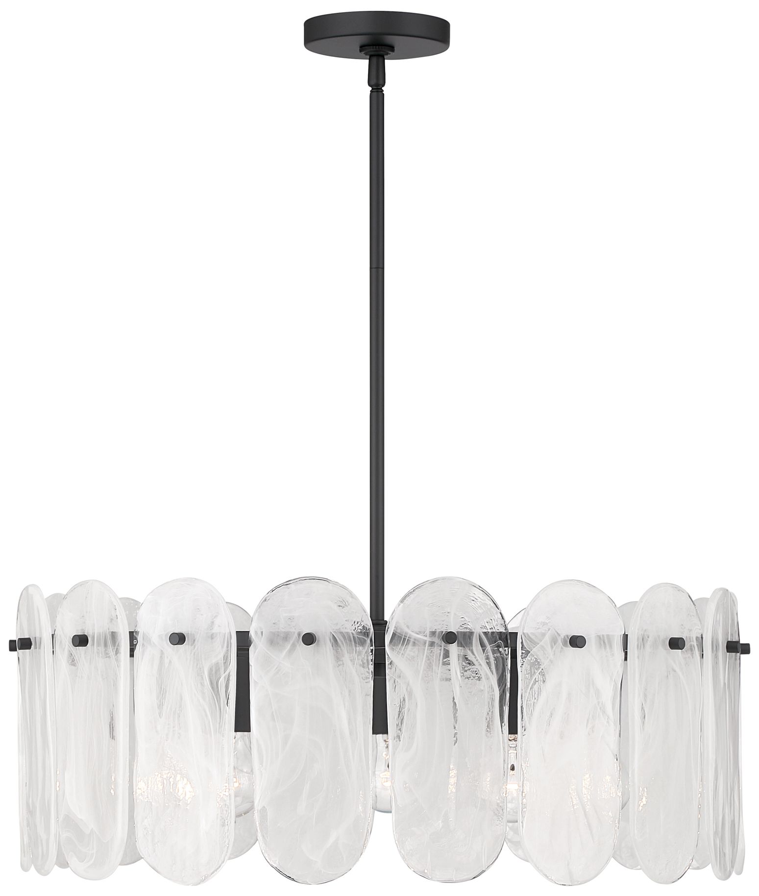 Minka Lavery Oldmill 5-Lt 25-in Dark Matte Black Pendant with Glass Shades