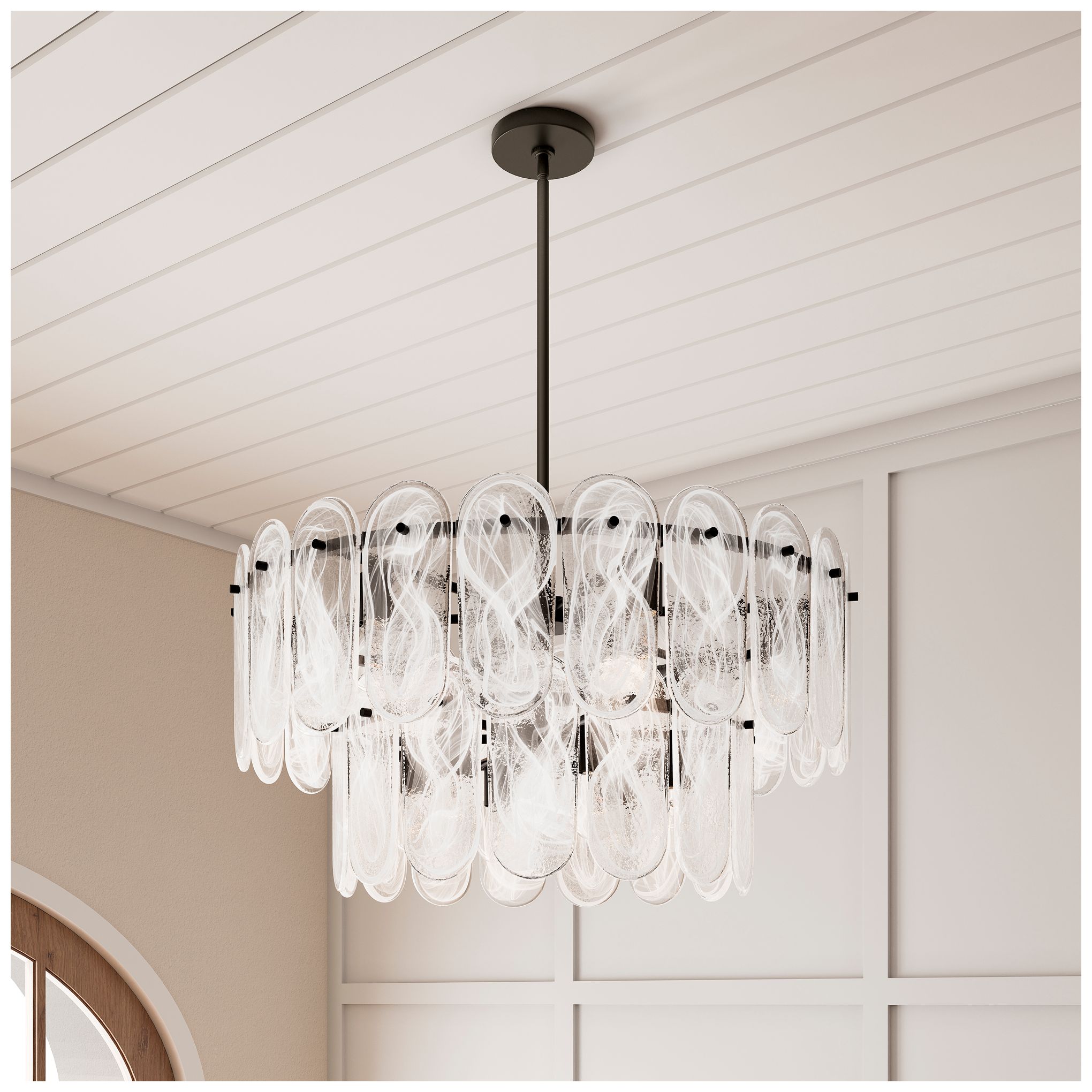Image 2 Minka Lavery Oldmill 9-Light 30.25-in Dark Matte Black Pendant with Shades more views