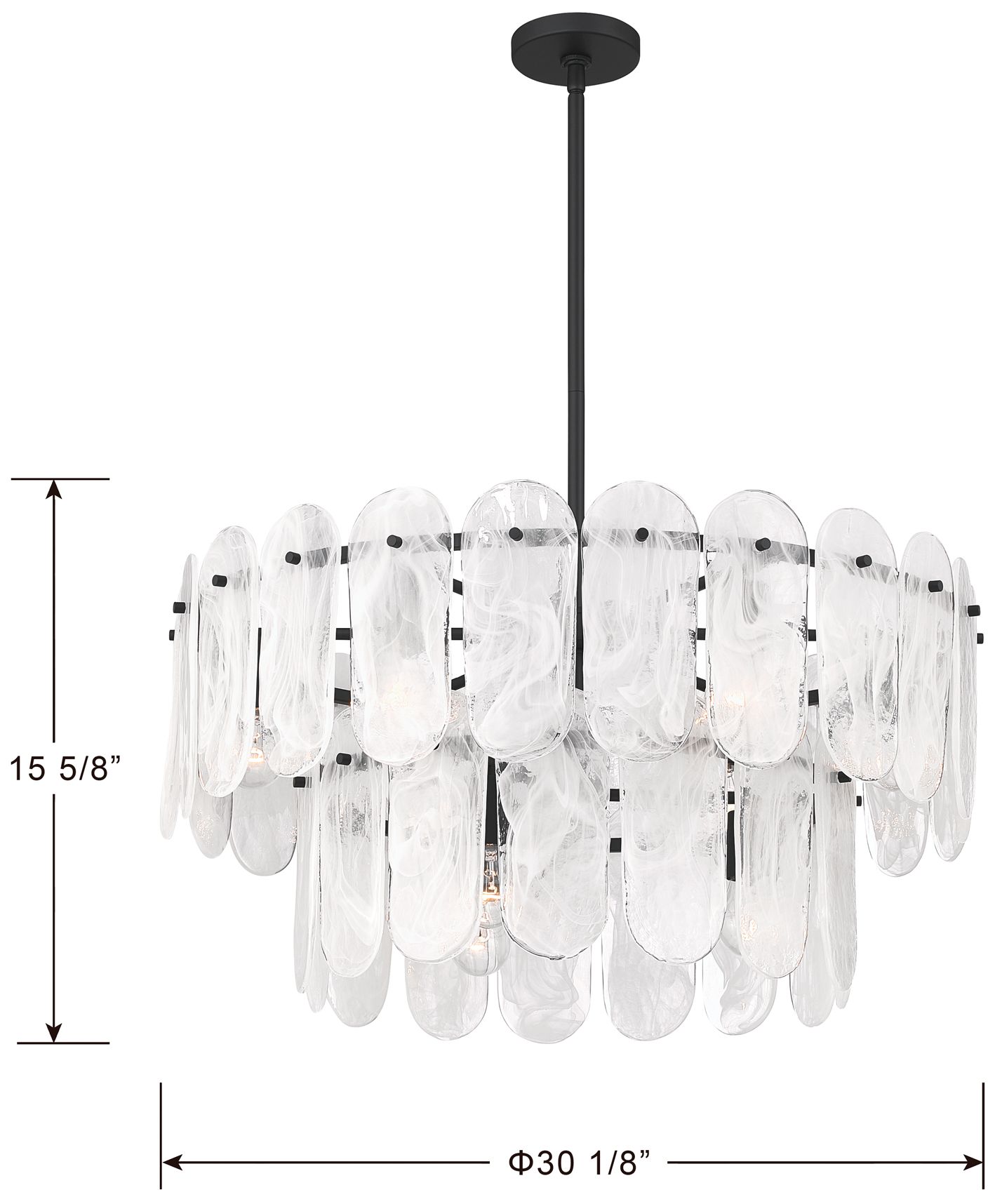 Image 6 Minka Lavery Oldmill 9-Light 30.25-in Dark Matte Black Pendant with Shades more views