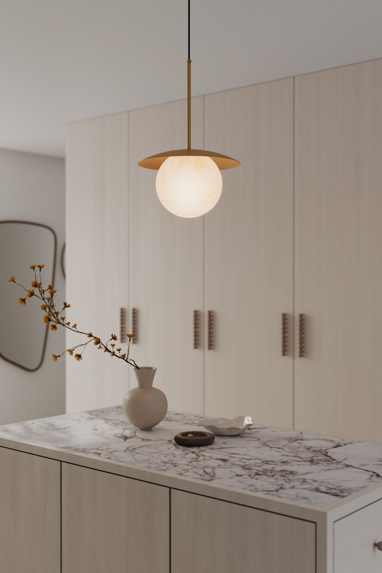 Image 2 Minka Lavery Olenne 1-Light 14-in Legacy Brass Pendant with Glass Shade more views